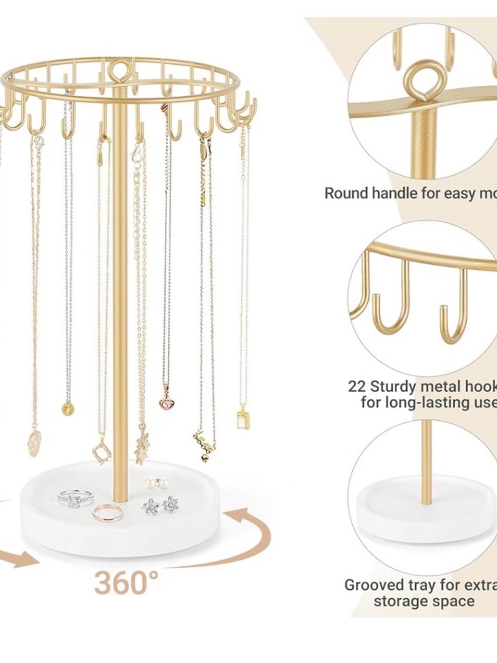 Mkono jewelry holder gold and white